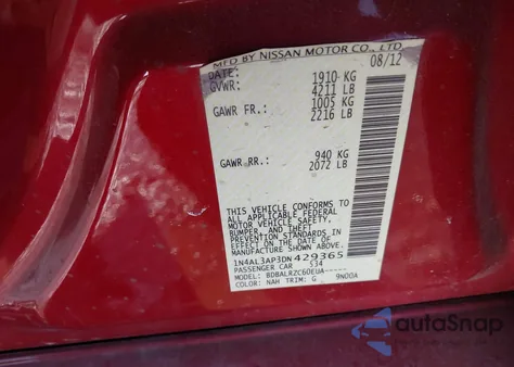 2013 Nissan Altima 2.5 S z USA, uszkodzony, nr VIN 1N4AL3AP3DN429365